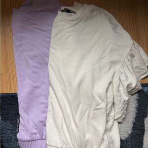 Cream and Lavender Crop Sweatshirts